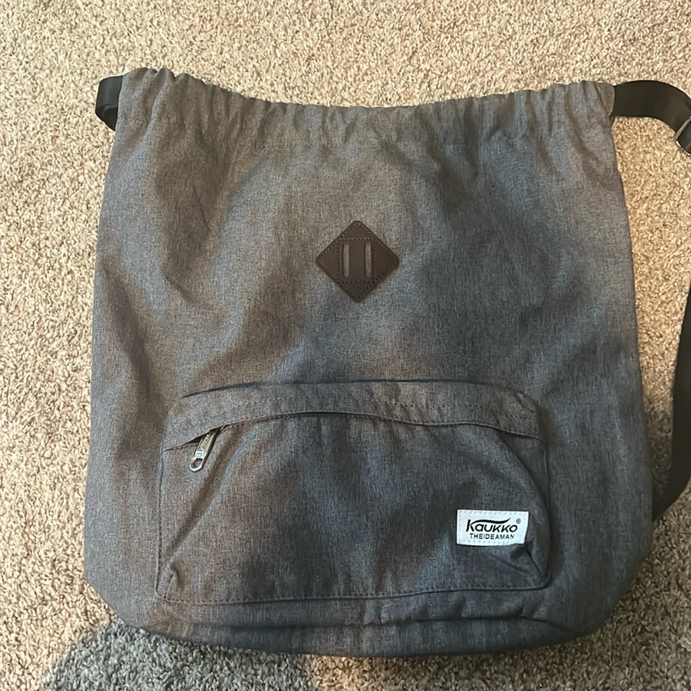 Gray Heavy Duty Drawstring Backpack